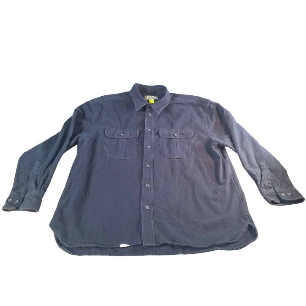 Cabelas Mens Size XL Blue Flannel Button Up Shirt Long Sleeve Workwear Outdoor